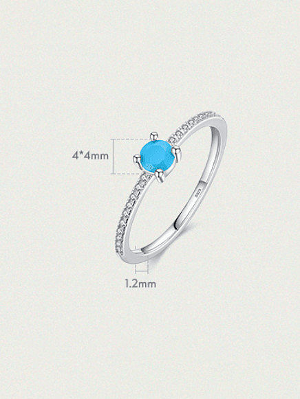 925 Sterling Silver Opal Geometric Minimalist Band Ring