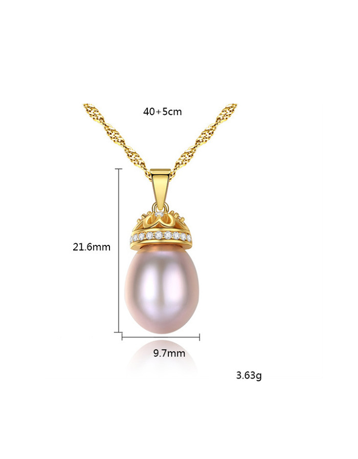 Collar de perlas naturales de agua dulce de 9-10 mm en plata de ley