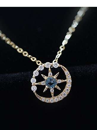 925 Sterling Silver Rhinestone Star Dainty Necklace
