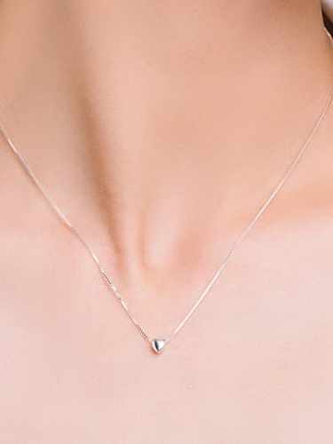 925 Sterling Silver Minimalist Smotth Heart Pendant Necklace