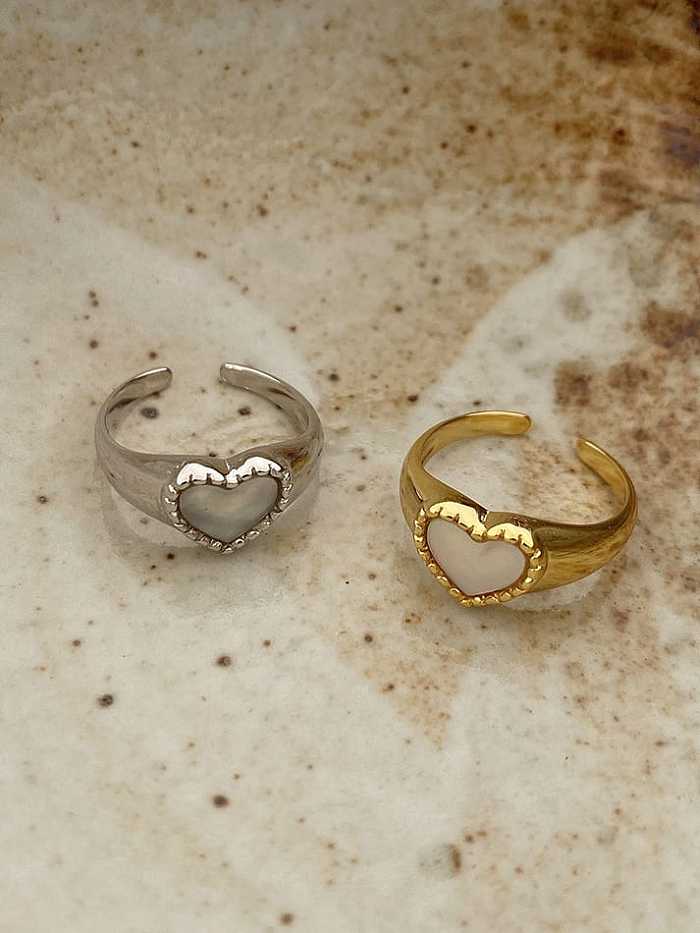 925 Sterling Silver Shell Heart Vintage Band Ring