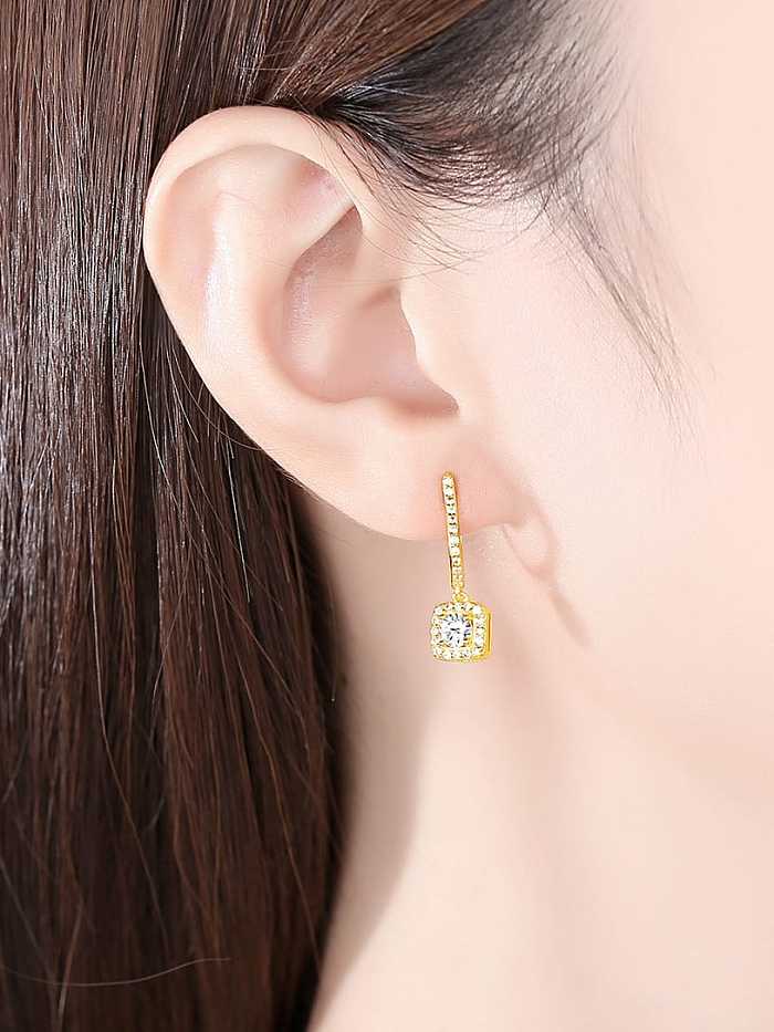 Boucles d'oreilles pendantes géométriques en argent sterling 925 avec oxyde de zirconium