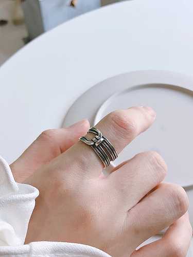 Geometrischer Vintage-Ring aus 925er Sterlingsilber, stapelbar, freie Größe