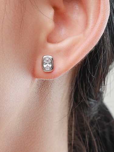 925 Sterling Silver Cubic Zirconia Geometric Minimalist Stud Earring