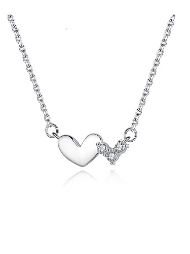 Collier médaillon coeur mignon en argent sterling 925 avec zircon cubique