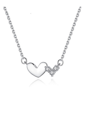 925 Sterling Silber mit Zirkonia süße Herz Medaillon Halskette