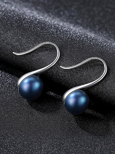 Sterling silver spoon shaped 6-7mm natural freshwater pearl eardrop earring
