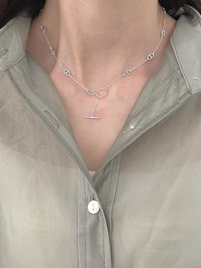 Collar de cadena hueca minimalista geométrica de plata de ley 925