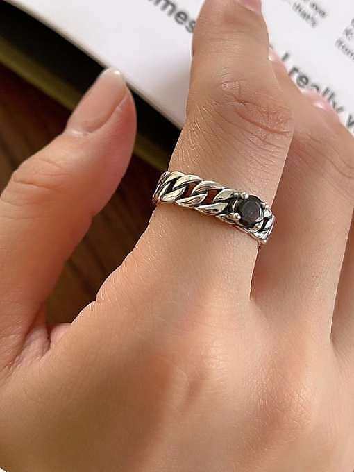 925 Sterling Silver Cubic Zirconia Geometric Vintage Stackable Ring
