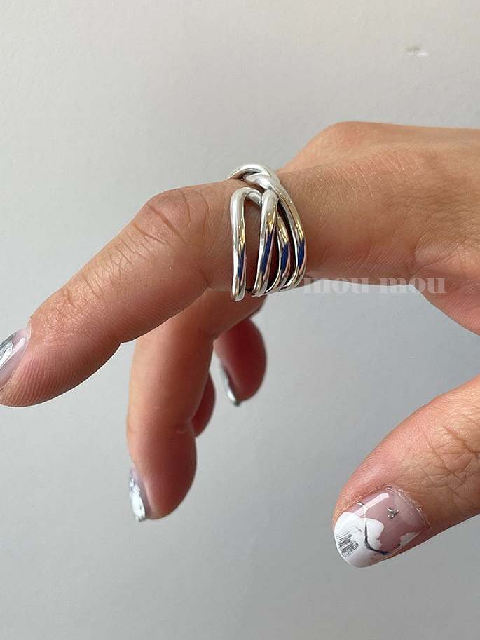 Stapelbarer Ring aus 925er Sterlingsilber mit unregelmäßiger Vintage-Linienkreuzung