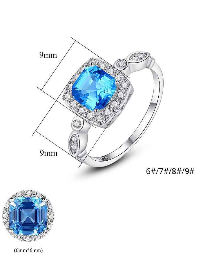 925 Sterling Silver With Cubic Zirconia Personality Square Band Rings