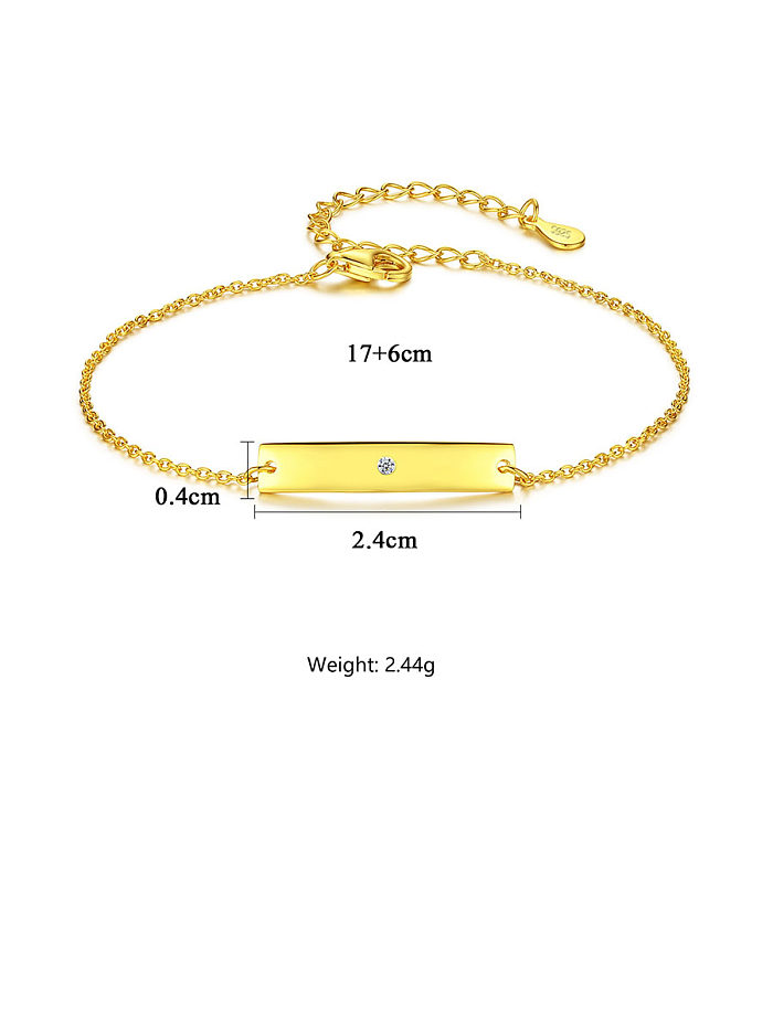 Plata de ley 925 con pulseras cuadradas simplistas chapadas en oro