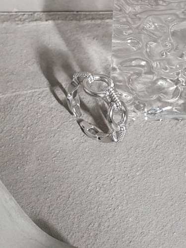 925 Sterling Silver Hollow Geometric Vintage Band Ring