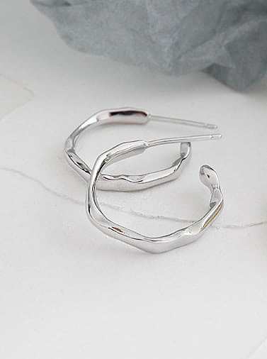 925 Sterling Silver With Gold Plated Simplistic Irregular Hoop Earrings