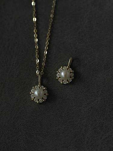 925 Sterling Silber Nachahmung Perlen Blume zierliche Halskette