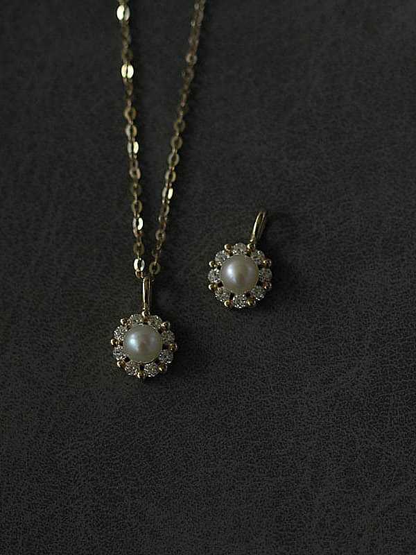 925 Sterling Silber Nachahmung Perlen Blume zierliche Halskette