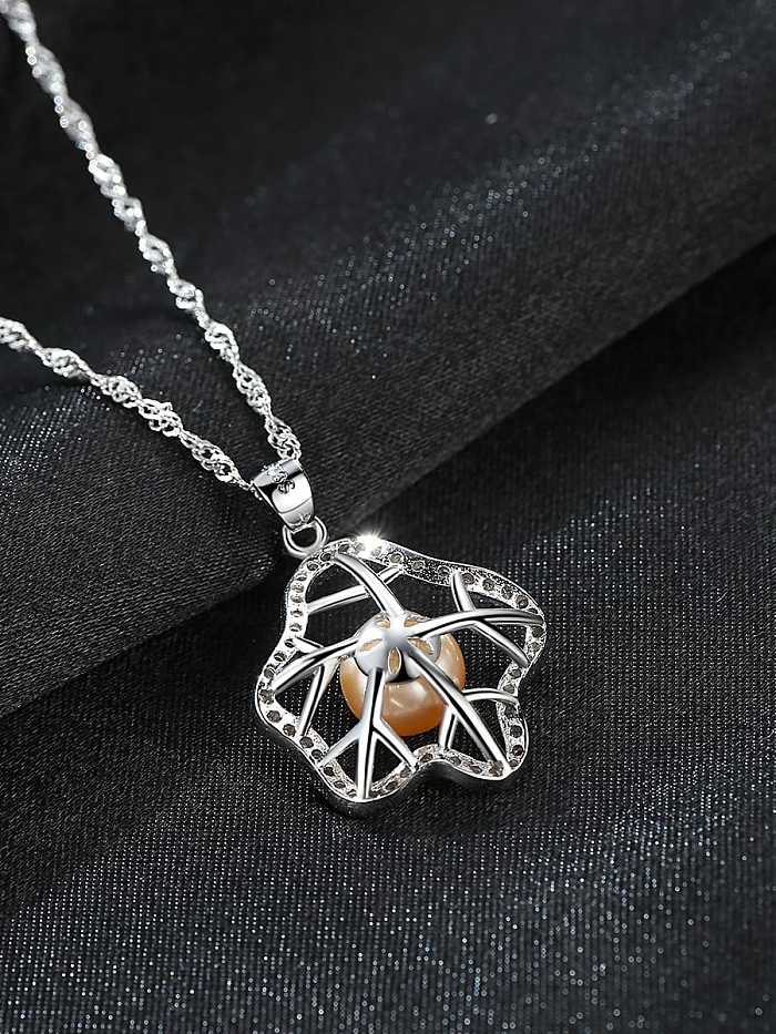 925 Sterling Silver Fashion zircon Irregular Flower Pendant Necklace