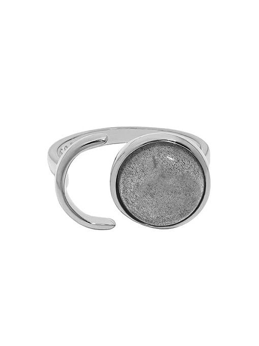 Anel de banda vintage geométrico de pedra natural de prata esterlina 925