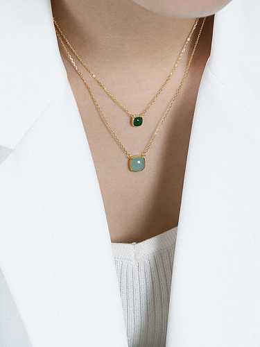 925 Sterling Silver Enamel Square Minimalist Necklace