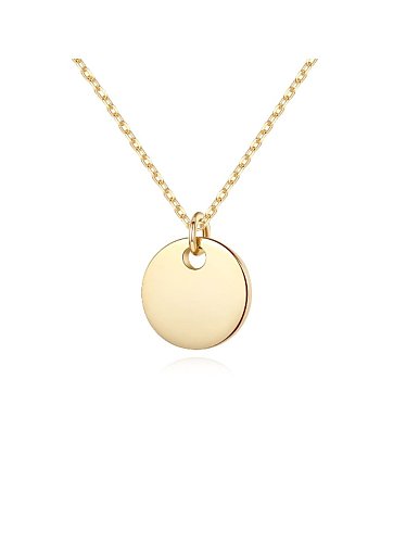 925 sterling silver simple fashion Smooth Round Pendant Necklace