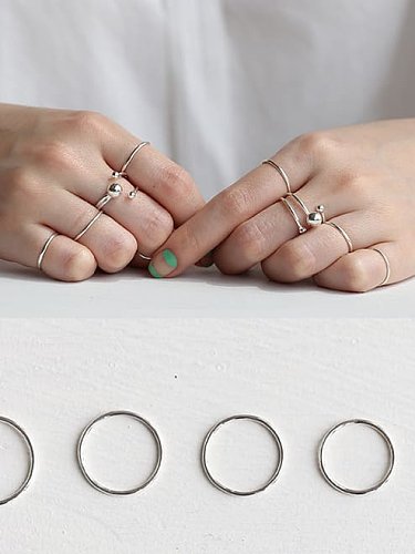 S925 reiner Silberring mit glatter, einfacher Linie und dünnem Ring