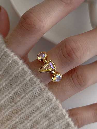 925 Sterling Silver Cubic Zirconia Water Drop Vintage Band Ring
