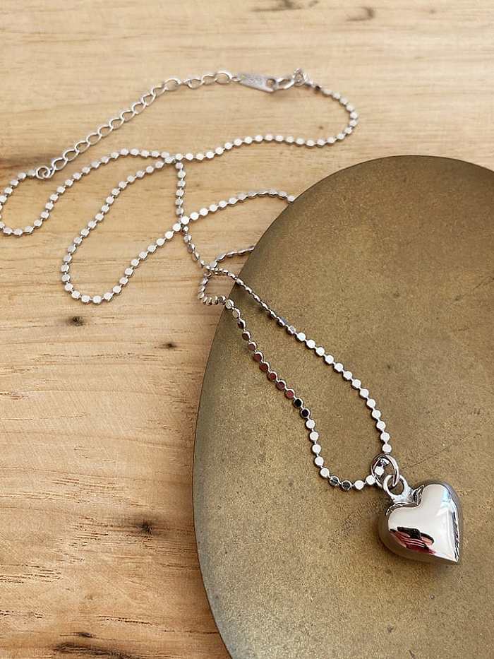 925 Sterling Silver smooth Heart Minimalist Necklace