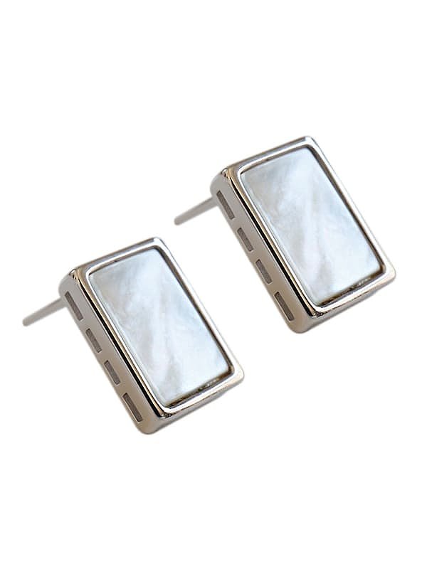 925 Sterling Silver Shell Geometric Minimalist Stud Earring