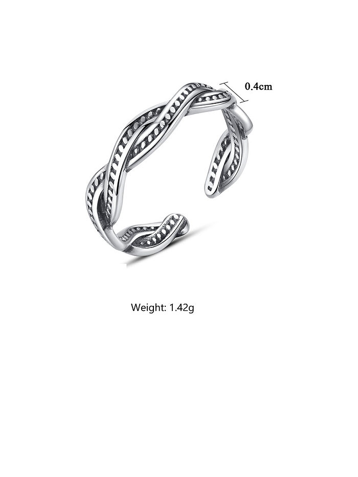 925 Sterling Silver With Antique Silver Plated Hemp Pattern Free Size Rings