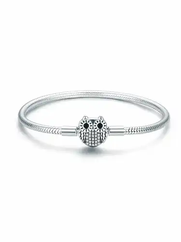 925 Silver Cute Owl Chain Bracelet