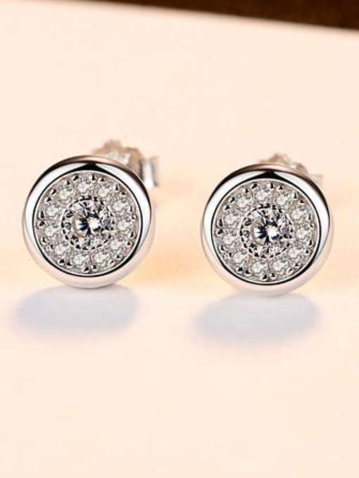 925 Sterling Silver Cubic Zirconia Round Minimalist Stud Earring