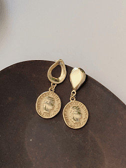 Boucles d'oreilles pendantes ovales en argent sterling 925 avec mode plaqué or