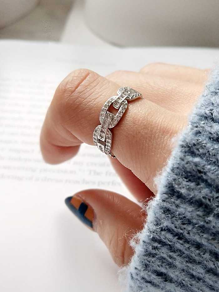 925 Sterling Silver Ring Buckle With Diamond Minimalist Midi Ring