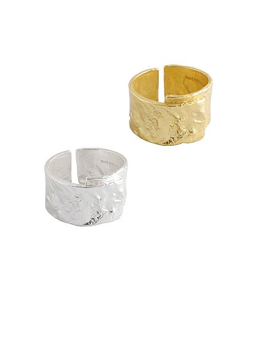 Anéis de prata esterlina 925 folheados a ouro fashion lisos geométricos tamanho livre