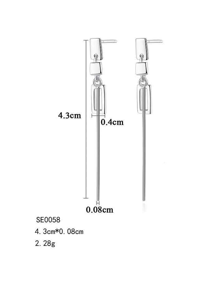 Glatter geometrischer minimalistischer Einfädler-Ohrring aus 925er Sterlingsilber