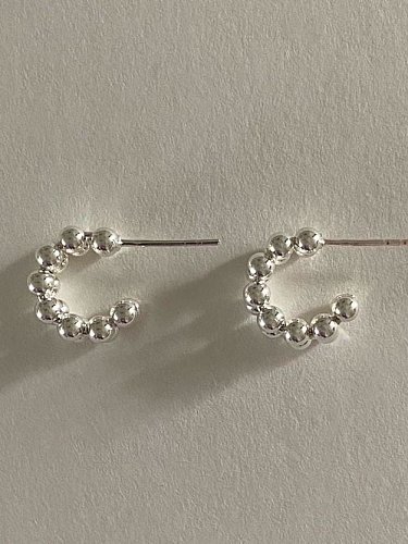 925 Sterling Silver Bead Geometric Vintage Stud Earring