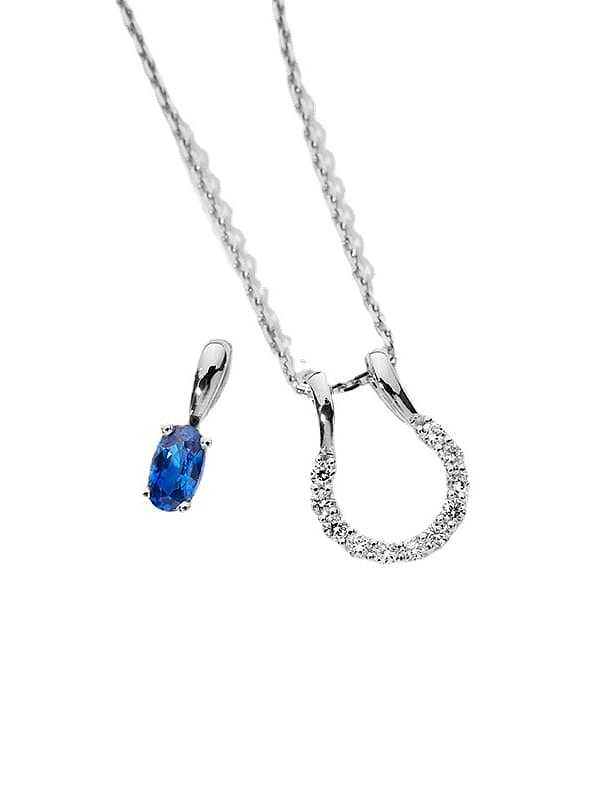 925er Sterlingsilber Saphir Blau Geometrisch Verschiedene Trageweisen Zierliche Halskette