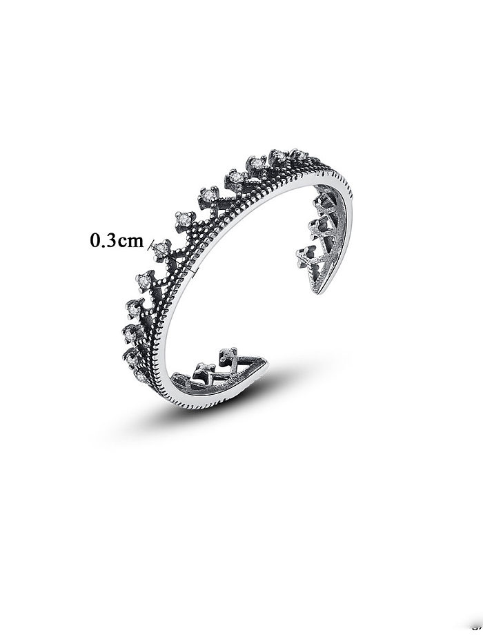 925 Sterling Silver With Cubic Zirconia Vintage Crown Free Size Rings