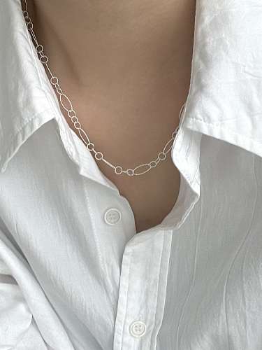 925 Sterling Silver Geometric Minimalist Hollow Chain Necklace