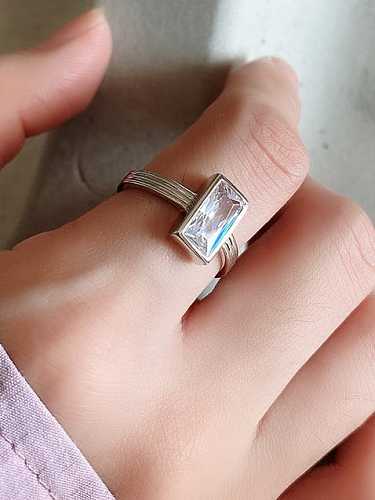 925 Sterling Silver Cubic Zirconia Geometric Ethnic Band Ring