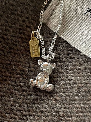 925 Sterling Silver Bear Vintage Necklace