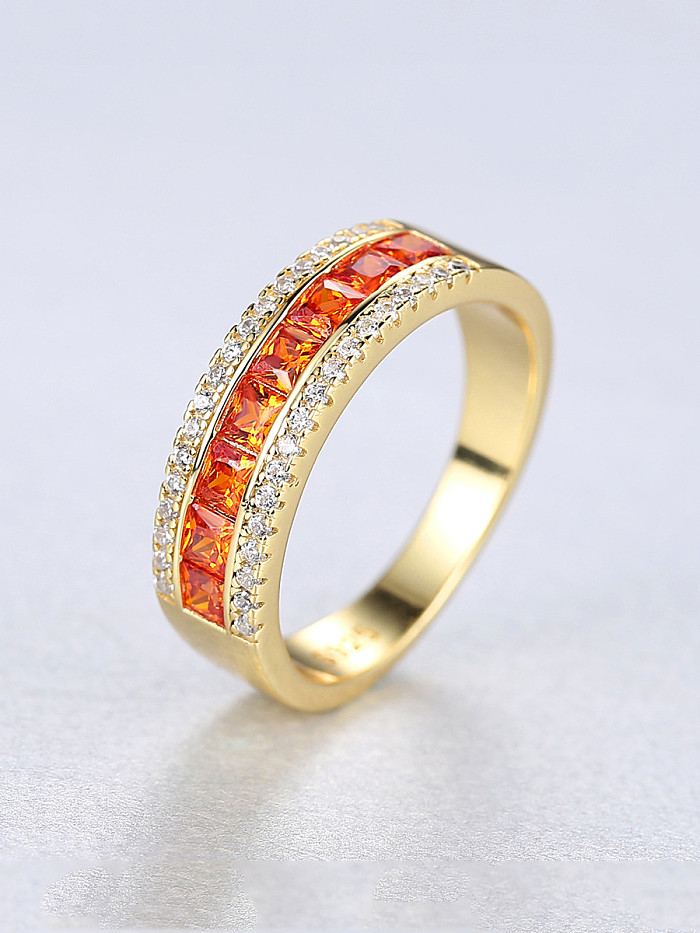 925 Sterling Silver With Gold Plated Simplistic Geometric Band Rings