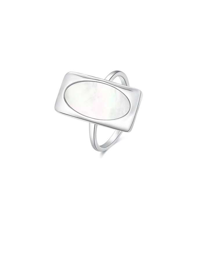 925 Sterling Silver Shell Geometric Vintage Band Ring