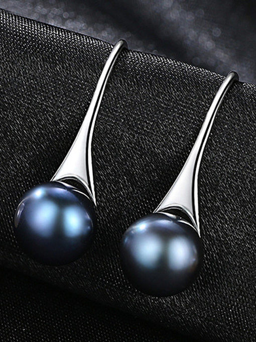 Pendientes de perlas naturales de plata pura de 8-8.5 mm