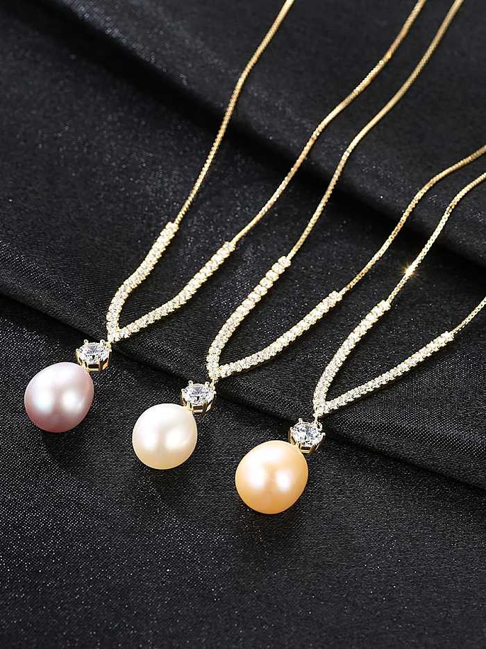 S925 Sterling Silver with 3A zircon freshwater pearl Necklace
