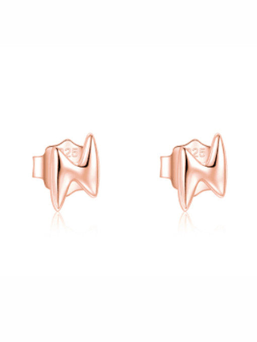 925 Sterling Silver Smotth Geometric Minimalist Stud Earring