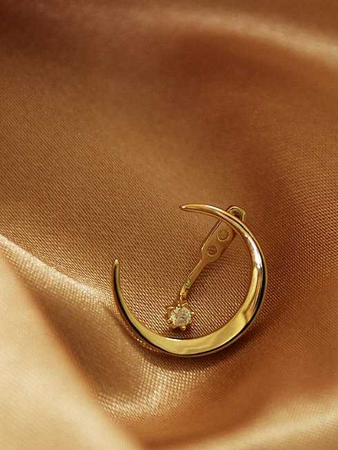 925 Sterling Silver Cubic Zirconia Moon Dainty Stud Earring