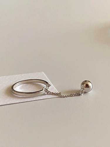 Anel de banda minimalista redondo com contas de prata esterlina 925
