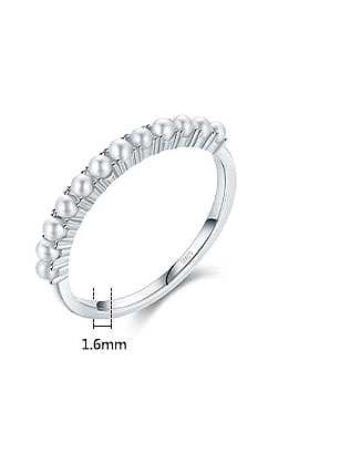 925 Sterling Silver Imitation Pearl Irregular Trend Band Ring