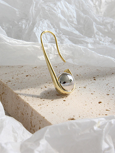 Boucles d'oreilles à crochet tendance en argent sterling 925 avec plaqué or 18 carats